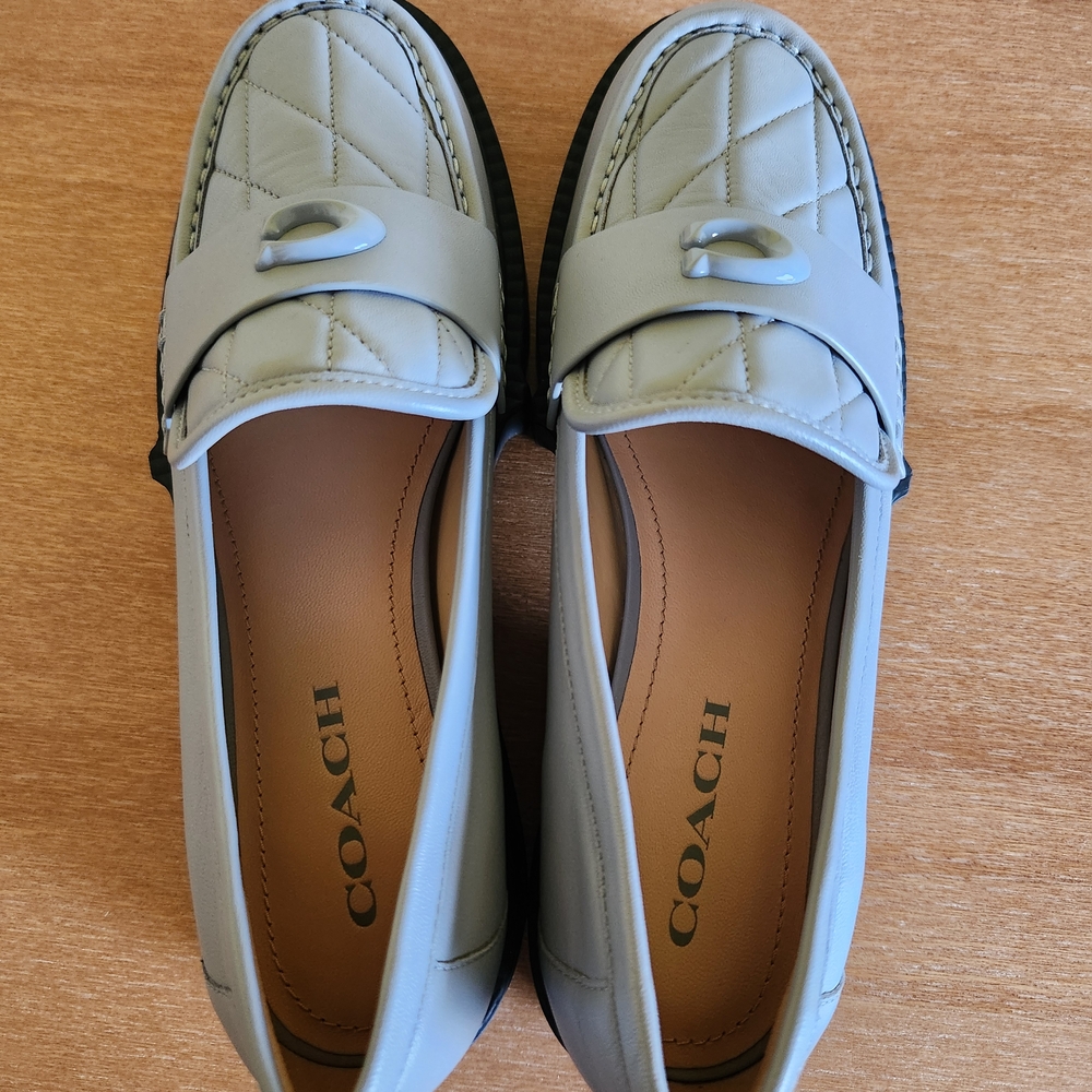 Coach Women's Quilted Gray Loafers
